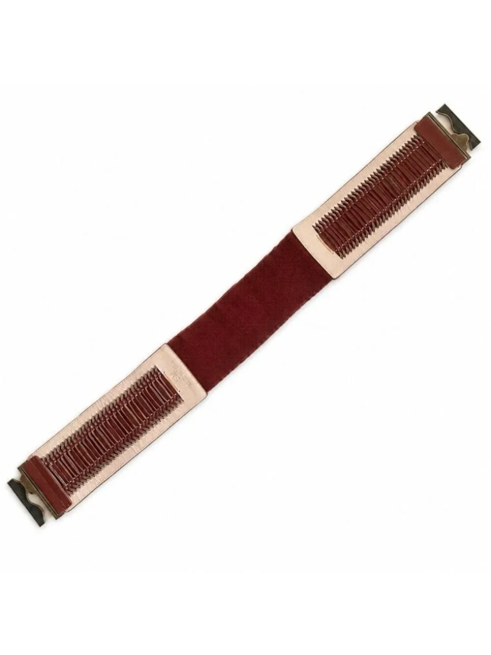 Wide Brown Boho Waist Belt Small Stretch Western Artisan Rustic Stretchy Brass